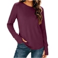 thumbnail image 6 of Nowekniz Womens Cotton Crewneck Long Sleeve Tops, Curved Hem Loose Lightweight Basic Sweater Tees, Fall Winter Casual Layer Shirts for Work School Teacher, 6 of 8