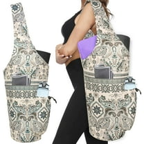 Yoga Mat Bag - Large Opening Long Tote Yoga Mat Carrier Holder Bag with Waterproof Wet Zipper Pocket and Drawstring Water Bottle Pocket - Yoga Bag Fit Most Size Mats