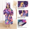 thumbnail image 4 of Dailycode Wearable Blanket Hoodie Oversized Sherpa Flannel Blankets with Pocket for 3-14 Year Old Neon Liquid Wave, 4 of 7