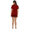 thumbnail image 3 of AMERTEER Pyjama d'Été pour Femmes Couleur Unie Manches Courtes Service à Domicile Décontracté Rouge Vin L, 3 of 5