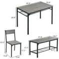 thumbnail image 5 of Dining Table Set, 4 Piece Dining Room Table Set for Small Spaces, Kitchen Table with 2 Chairs and a Long Bench, Space-Saving Table Set for Kitchen, Dining Room, Restaurant - Easy to Assemble, 5 of 9