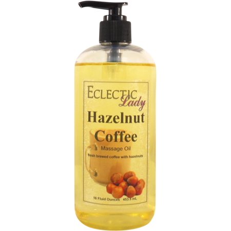 Hazelnut Coffee Massage Oil by Eclectic Lady, 16 oz, Sweet Almond Oil and Jojoba Oil