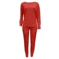thumbnail image 7 of Women Tracksuits 2 Piece Set Fall New Women's 2 Piece Lounge Sets Sweatshirt Casual Travel Outfits Fashion Wide Leg Tracksuit Cozy Sweatsuits Red XL, 7 of 7