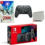Nintendo Switch Console Gray with Extra Wireless Controller, The Legend of Zelda: Skyward Sword HD and Screen Cleaning Cloth - Import with US Plug