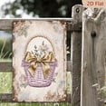 thumbnail image 3 of Vintage Light Purple Wicker Basket with Gold Bow and Pink Flowers, Shabby Chic 8x12 Inch Metal Wall Art Print, Romantic Cottage Core Decor, 3 of 7