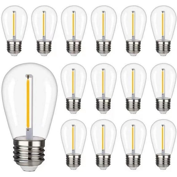 Shatterproof LED String Lights, Waterproof, Warm White 2700K, 70LM, E26 Base - 15 Pack