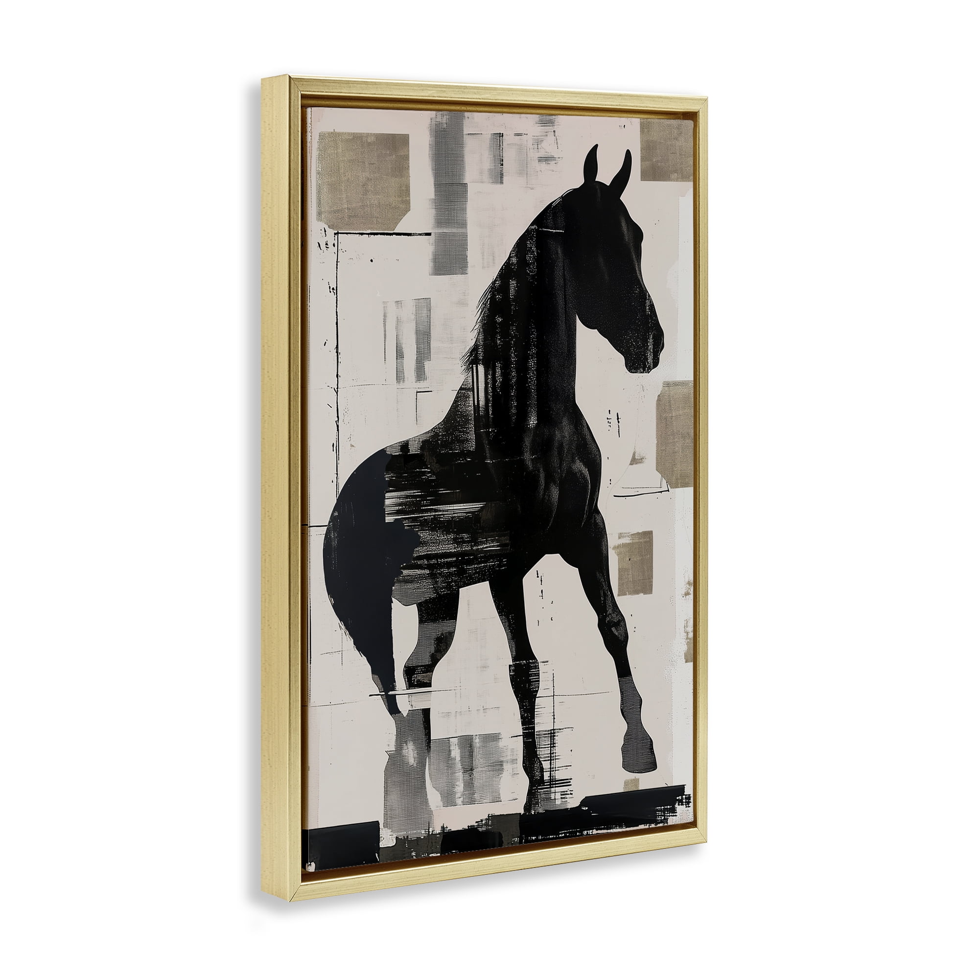 Equinity Horse Silhouette Gold Framed Floater Canvas Wall Art, design by Annabelle Hall