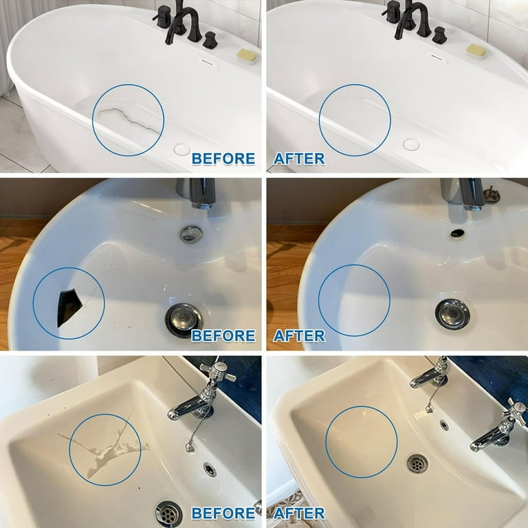 Tub, Tile and Shower Repair Kit (Color Match) Fiberglass Repair Kit  -White/Almond/Black/Bone/Bisque/Biscuit/Grey/Cream/Off White/Beige,  Odorless Bathtub Paint/Porcelain Repair Kit 