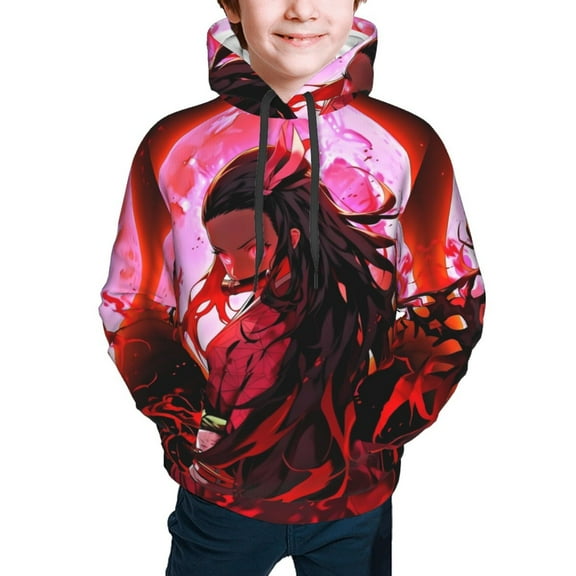 Demon Slayer Nezuko Kamado Kids' Hoodie 3d Print Sweatshirt Soft Pullover Hooded With Big Pockets For Boys Or Girls Small