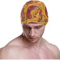 thumbnail image 2 of FYBTO Swimming Cap Yellow Peacock and Feathers Unisex Adult FYBTO Polyester, 2 of 4