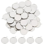 50pcs 25mm Round Cabochon Blanks Stainless Steel Pendant Cabochon Settings Bezel Blanks Cabochons Trays Charms Tray Bezel Pendant Blanks Settings for Jewelry Making and Crafts 32x27x2mm