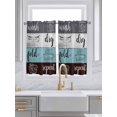thumbnail image 2 of Kitchen Curtains 45 Inches length, Laundry Room Window Treatment Curtain Drapes, Wash Dry Fold Repeat Splicing Colorful Wood Lightweight Window Panels for Living Room Bedroom, 52"x45", 2 Panels, 2 of 7
