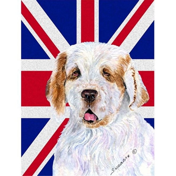 Clumber Spaniel With English Union Jack British Flag Flag Canvas House Size
