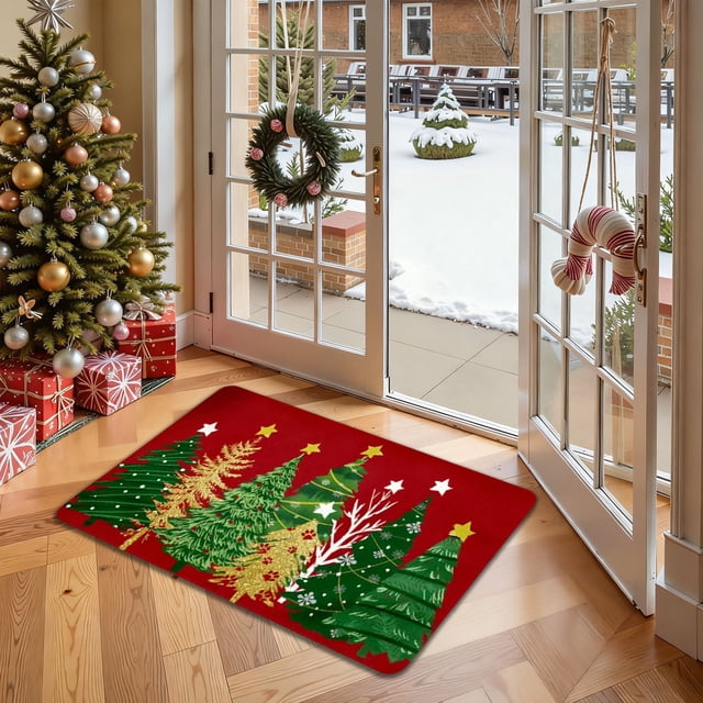 Fwttom Christmas Floor Mat Absorbent Mat Kitchen and Bathroom Mat