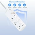 thumbnail image 4 of JcBlaon Power Strip Surge Protector,Thin Flat Plug Heavy Duty Extension Cord 5ft, 9 Outlets 3 USB Ports(1 USB C), for Indoor Outdoor Home Office Travel Dorm Room Essentials, White, 4 of 9