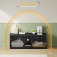 thumbnail image 2 of 55 Inch  Litter Box Enclosure with Hidden Storage and USB Ports for 2 Cats, Black Farmhouse Style Wooden Cabinet, 2 of 8
