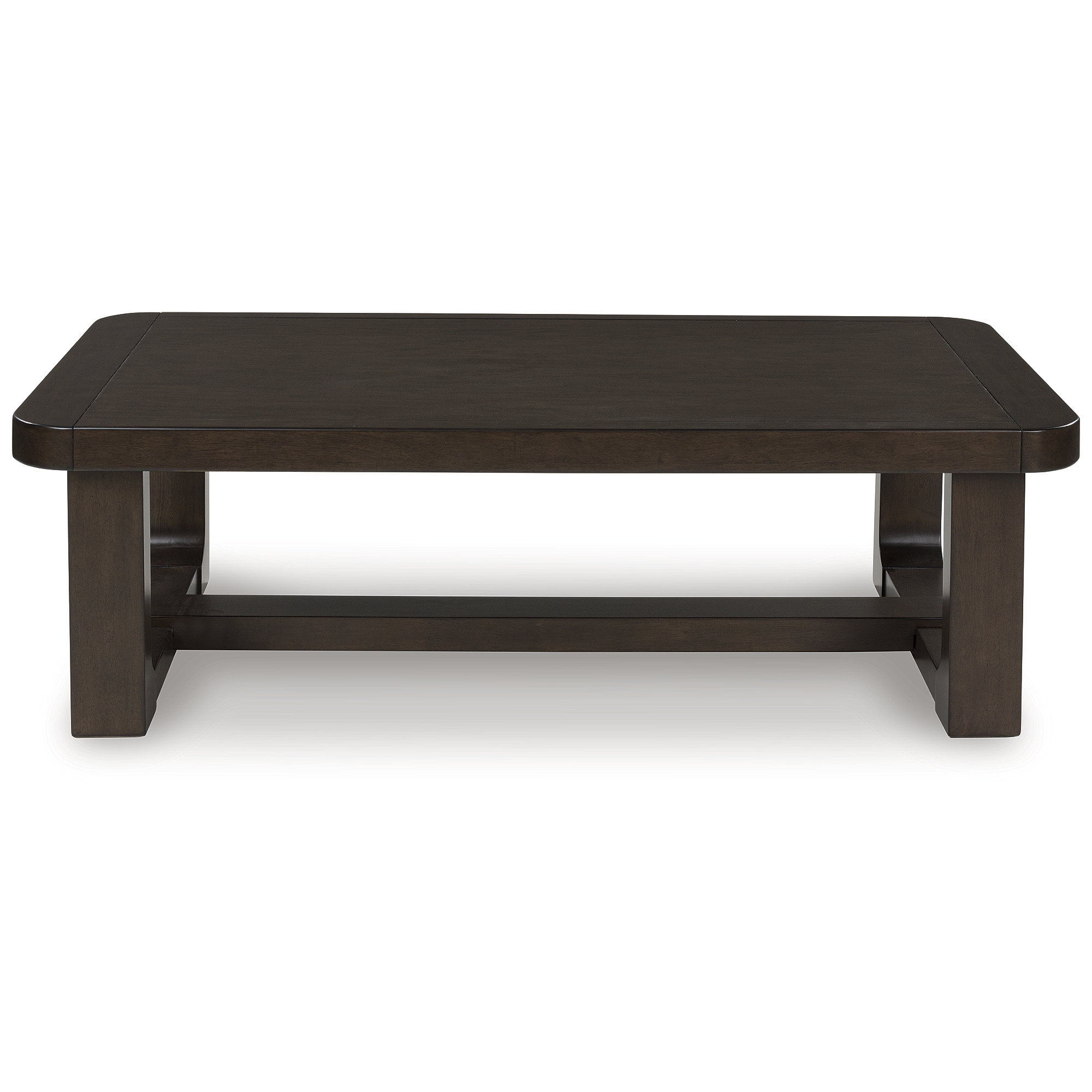 Signature Design by Ashley Breckington Modern Rectangular Coffee Table with Solid Wood Edge, Dark Brown