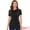 Black, variant on Women's Cowl Neck Ruched Short Sleeve Tops with Button Decor XS Burgundy