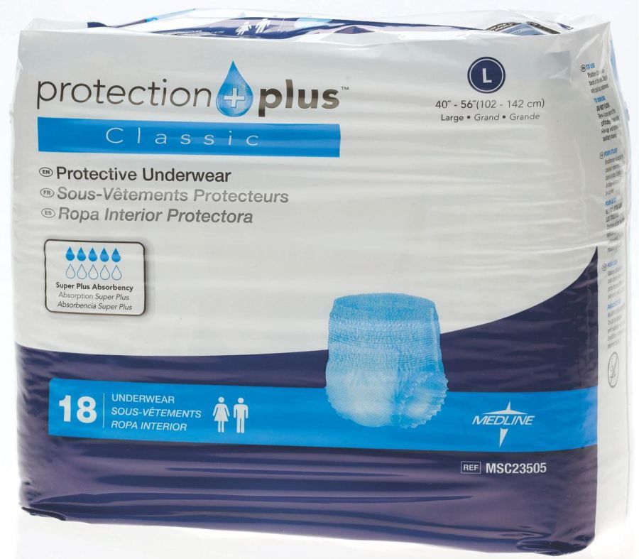 Protection Plus Classic Protective Underwear Large, 72 Count 4 Pack