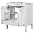 thumbnail image 6 of Isolde Modern Bathroom Vanity with Ceramic Sink, Drawer, Shelves, Cabinet, Rubberwood, MDF, White, 6 of 18