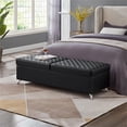 thumbnail image 3 of 56.7" Ottoman with Storage Bench Large PU Leather Footrest for Bedroom(Black), 3 of 8