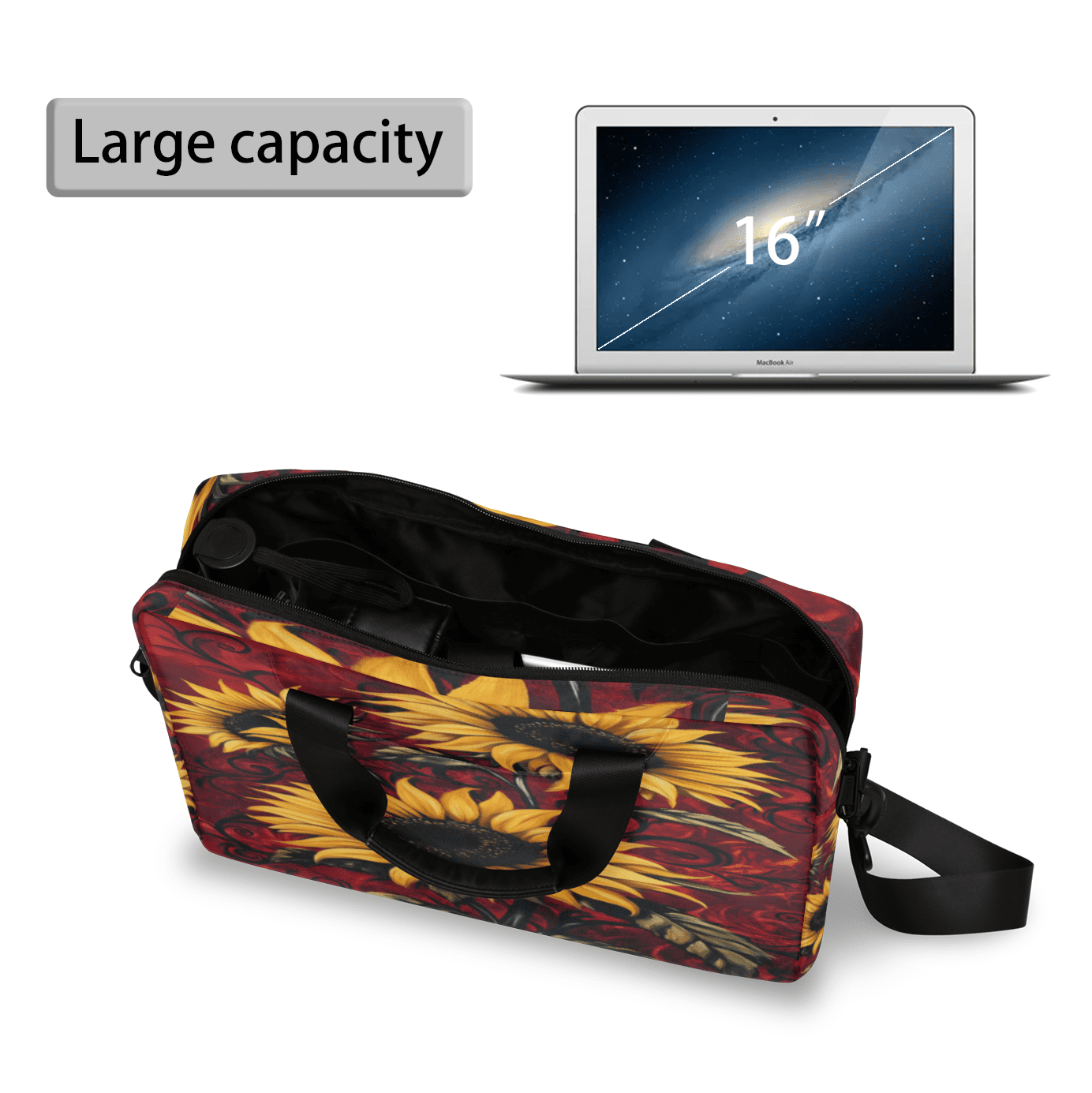 Herdesigns Sunflower Laptop Bag for Women Men, Computer Case Briefcase Messenger Bags, 15-15.6 inch Laptop Sleeve Shoulder Bag