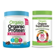 Orgain - Organic Vegan, Gluten Free Plant Based Protein & Superfoods Powder - Creamy Chocolate Fudge (1.12 LB) + Superfoods Powder - Berry (0.62 LB)