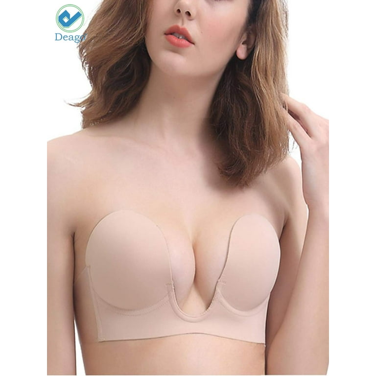 MITALOO Push up Strapless Self Adhesive Plunge Bra Invisible Backless Sticky  Bras Beige : : Clothing, Shoes & Accessories