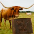 thumbnail image 3 of MARSHAL RFID Blocking Distressed Leather Men's Western Cowboy Bifold Leather Wallet Texas Longhorn Design Brown, 3 of 9