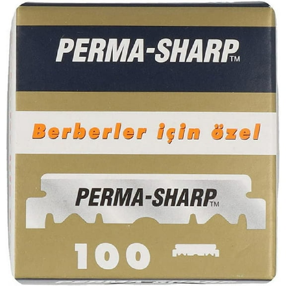 100 Perma-Sharp Straight Edge Razor Blades for use in Professional Barber Razors - New Packaging