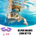 thumbnail image 3 of Gafas de natación para niños con tapones para los oídos de una sola pieza y clip nasal, lentes con protección UV y resistentes a la niebla, incluye bolsa de viaje para niños, niñas y niños, 3 of 5