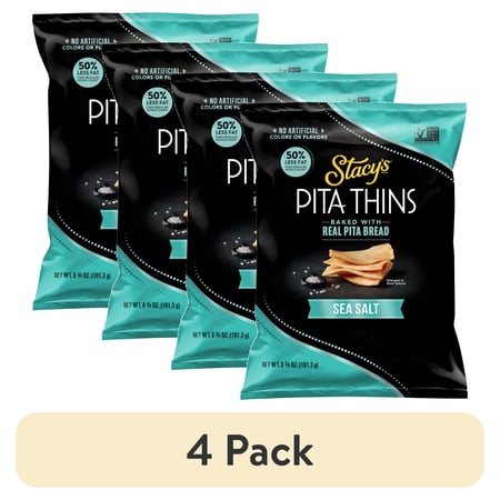 (4 pack) Stacy’s No Artificial Colors or Flavors Sea Salt Pita Thins Bag 6.75. oz