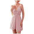 thumbnail image 2 of Warop Women's Satin Nightgown, Fashionable Sexy with Lace Trim, Sleeveless Spaghetti Strap V-Neck, for Sleep and Lounge Wear, 2 of 5