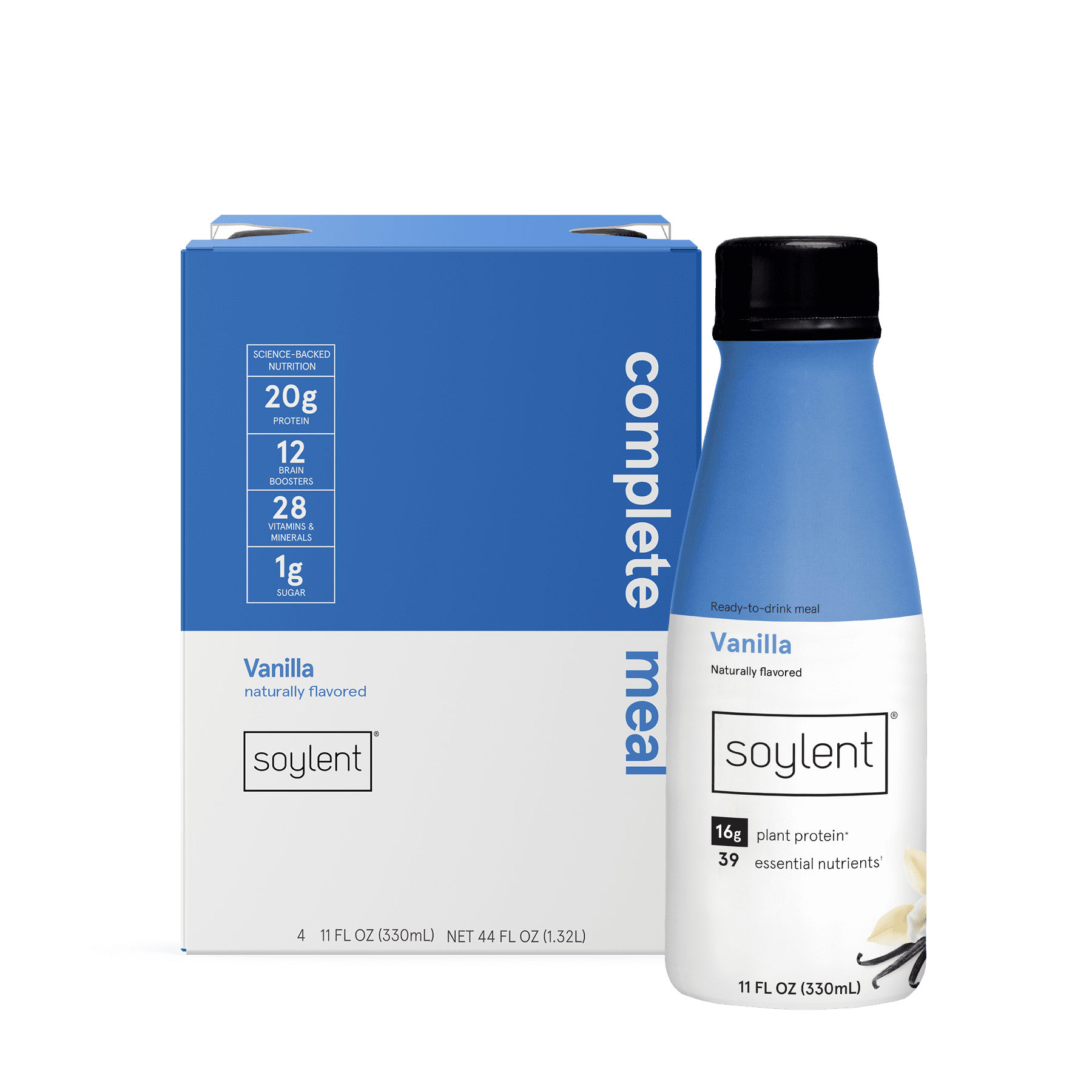 (3 pack) Soylent Vanilla Plant Protein Meal Replacement Shake, 11 fl oz, 4ct