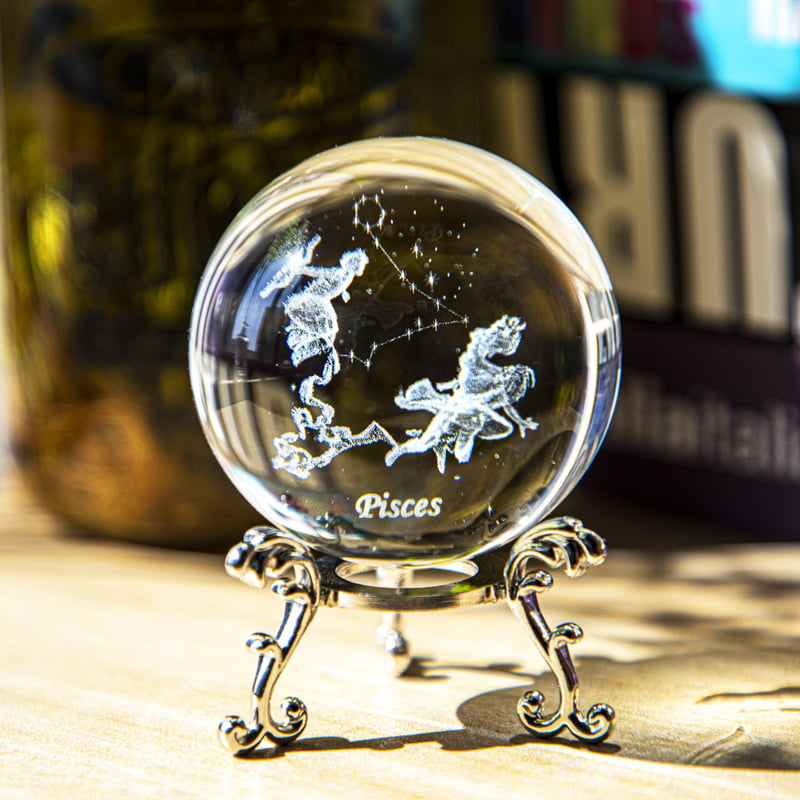 YU FENG 3D Inner Carving Constellation Crystal Ball Paperweight Home ...