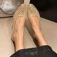 thumbnail image 2 of Shrysg Women's Lattice Ballet Flats Pointed Toe Jelly Shoes Breathable Casual Slip On Sandals for Outdoor Daily Wear Gold, 2 of 6