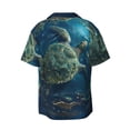 thumbnail image 6 of Lsque Artistic Turtle Earth print Men's Cuban Collar Short Sleeve Shirt Summer Beachwear Casual Button Down Fashionable Vacation Leisure Shirt-XX-Large, 6 of 7