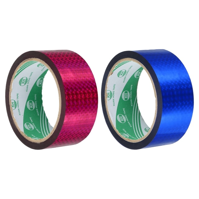 Washi Prism Tape Set 40mm Wide Holographic Color for Holiday Packaging and Decoration, Rose Red, Blue