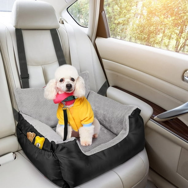 Siège auto pour petit chien ou chat, siège rehausseur pour animal de  compagnie avec poche de rangement, laisse de sécurité à clipser, siège auto  pour chien en peluche chaud et imperméable 
