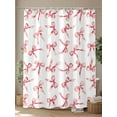 thumbnail image 4 of Fsddascl Pink Bow Ribbon Shower Curtain Set - Long 72" x 84" Washable Bathtub Curtain with 12 Hooks, Vintage Modern Art Bowknot Waterproof Fabric Stall Shower Curtains for Bathroom/Bathtub Décor, 4 of 6