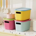 thumbnail image 4 of bestolf Storage Box with Handle And Lid Organizer Space Saving Stackable Container for Kitchen Bedroom Dormitory (Yellow S), 4 of 8