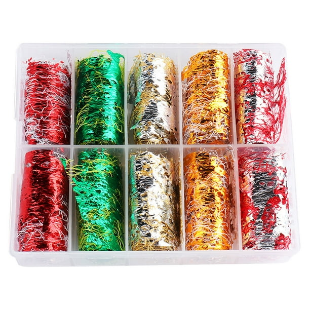 10 rollos de láminas para uñas, pegatinas de malla hueca para uñas, adornos decorativos
