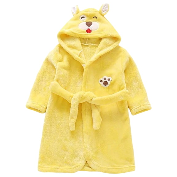 GCETTIC Boys Robes Hooded Kids Bathrobe Soft Absorbent Medium Weight Swim Robe Yellow,13-14 Years