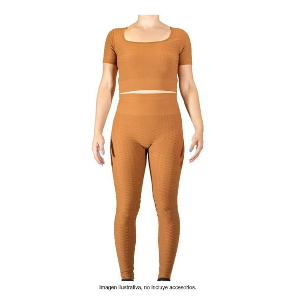 Conjunto Deportivo Fit Pants Co. Unitalla Texturizado Efecto Push Up Dorado