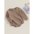 thumbnail image 3 of ZAXARRA Baby Girls Boys Autumn Spring  Romper Long Sleeve Crewneck Solid Color Casual Waffle Romper, 3 of 9