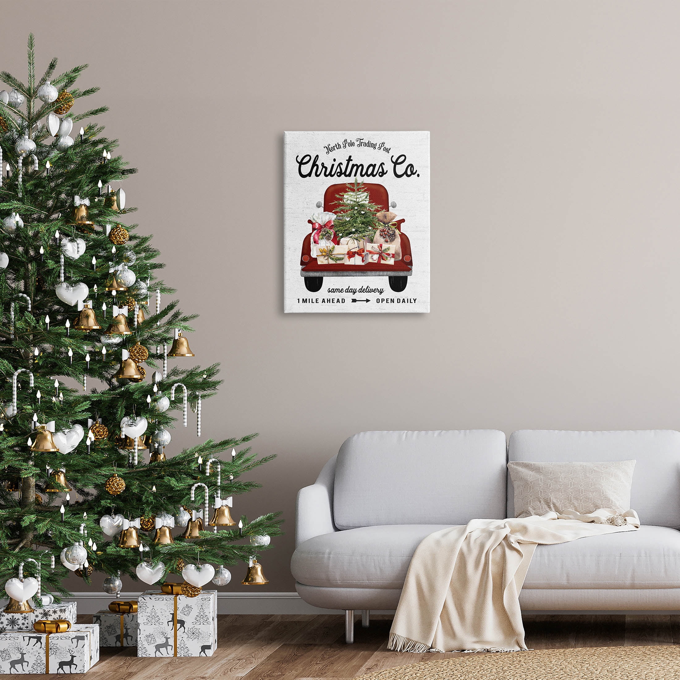 Stupell Industries North Pole Christmas Co. Sign Graphic Art Gallery Wrapped Canvas Print Wall Art, Design by Lettered and Lined