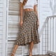 thumbnail image 5 of Minifalda estampada para mujer, falda larga elástica de cintura alta, dobladillo alto y bajo elegante, 5 of 6