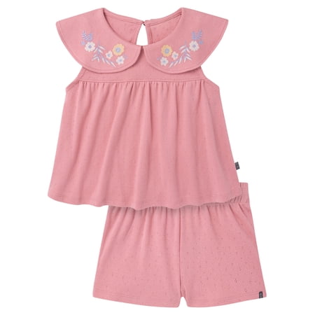 Modern Moments by Gerber Baby and Toddler Girl Ruffle Peter Pant Collar Set, 2-Piece, Sizes 0/3 Months - 5T