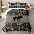 thumbnail image 2 of Castle Fairy Woodland Animal Bear Quilt King,Rustic Branches Camouflage King Coverlet Set,Dark Gray, 2 of 7