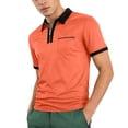 thumbnail image 3 of Hearthz Men’s Polo Shirts with Pocket Quarter Zip Men's Short-Sleeve Shirt Business Casual Lapel Collar Men's Hiking Shirts ,Orange XXL, 3 of 9